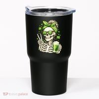 Irish Skeleton Messy Bun St Patrick's Day Tumbler thumb 0