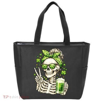 Irish Skeleton Messy Bun St Patrick's Day Tote Bag