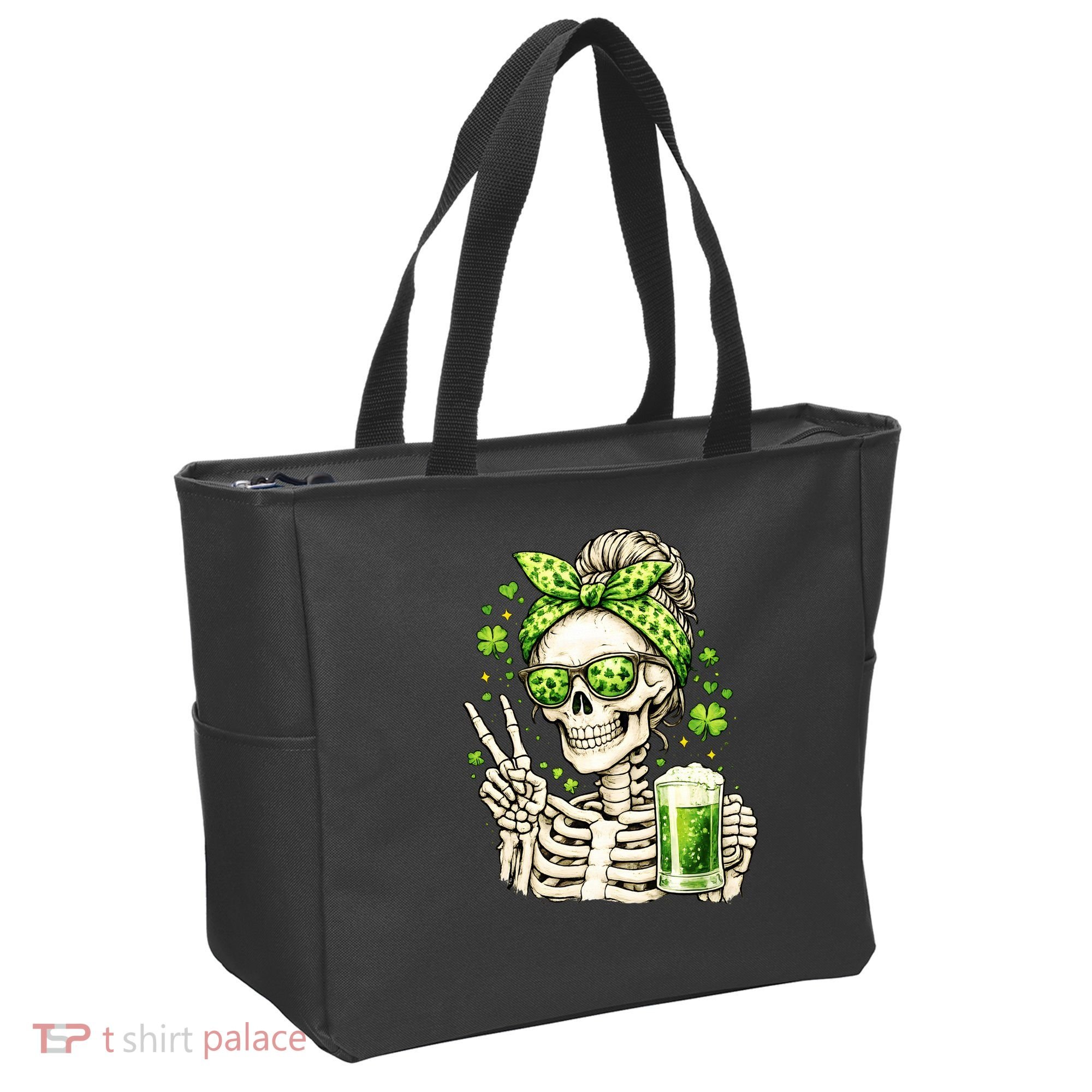 Irish Skeleton Messy Bun St Patrick's Day Tote Bag