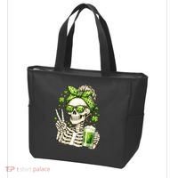 Irish Skeleton Messy Bun St Patrick's Day Tote Bag thumb 3