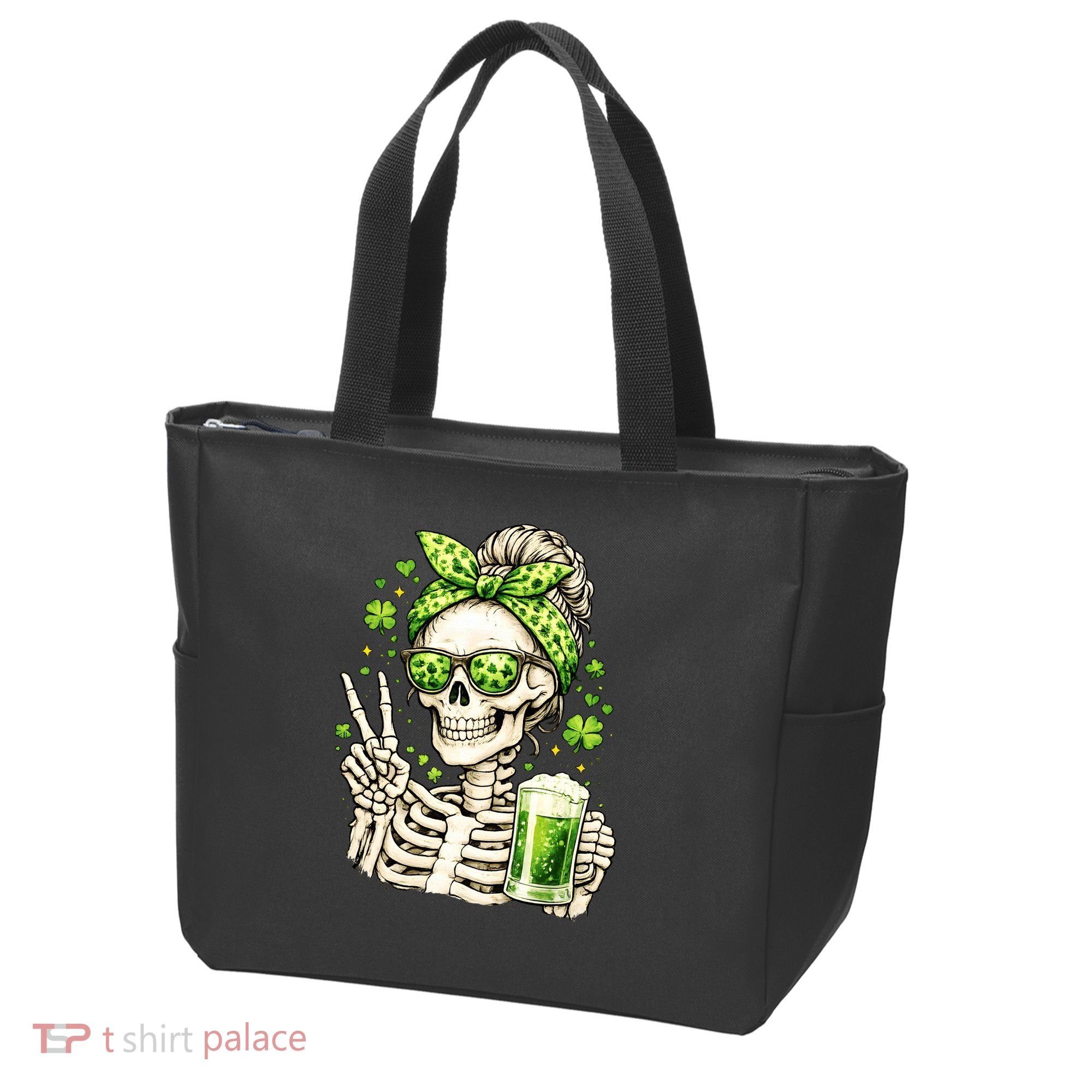 Irish Skeleton Messy Bun St Patrick's Day Tote Bag