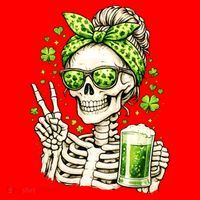 Irish Skeleton Messy Bun St Patrick's Day Santa Hat thumb 1