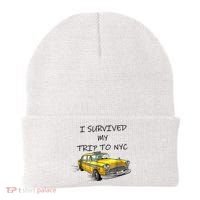 I Survived My Trip To New York City Funny Meme Beanie thumb 0