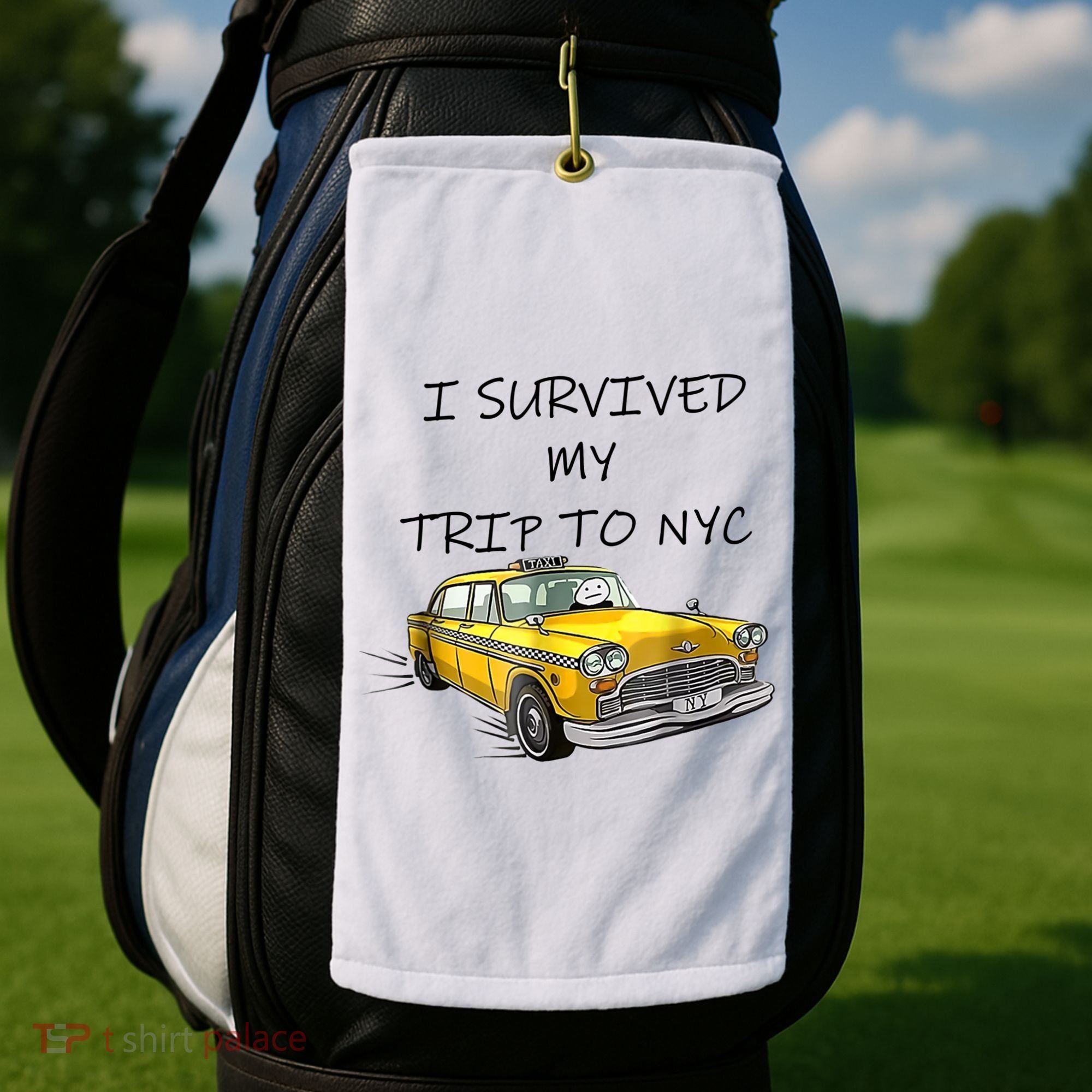 I Survived My Trip To New York City Funny Meme Golf Towel