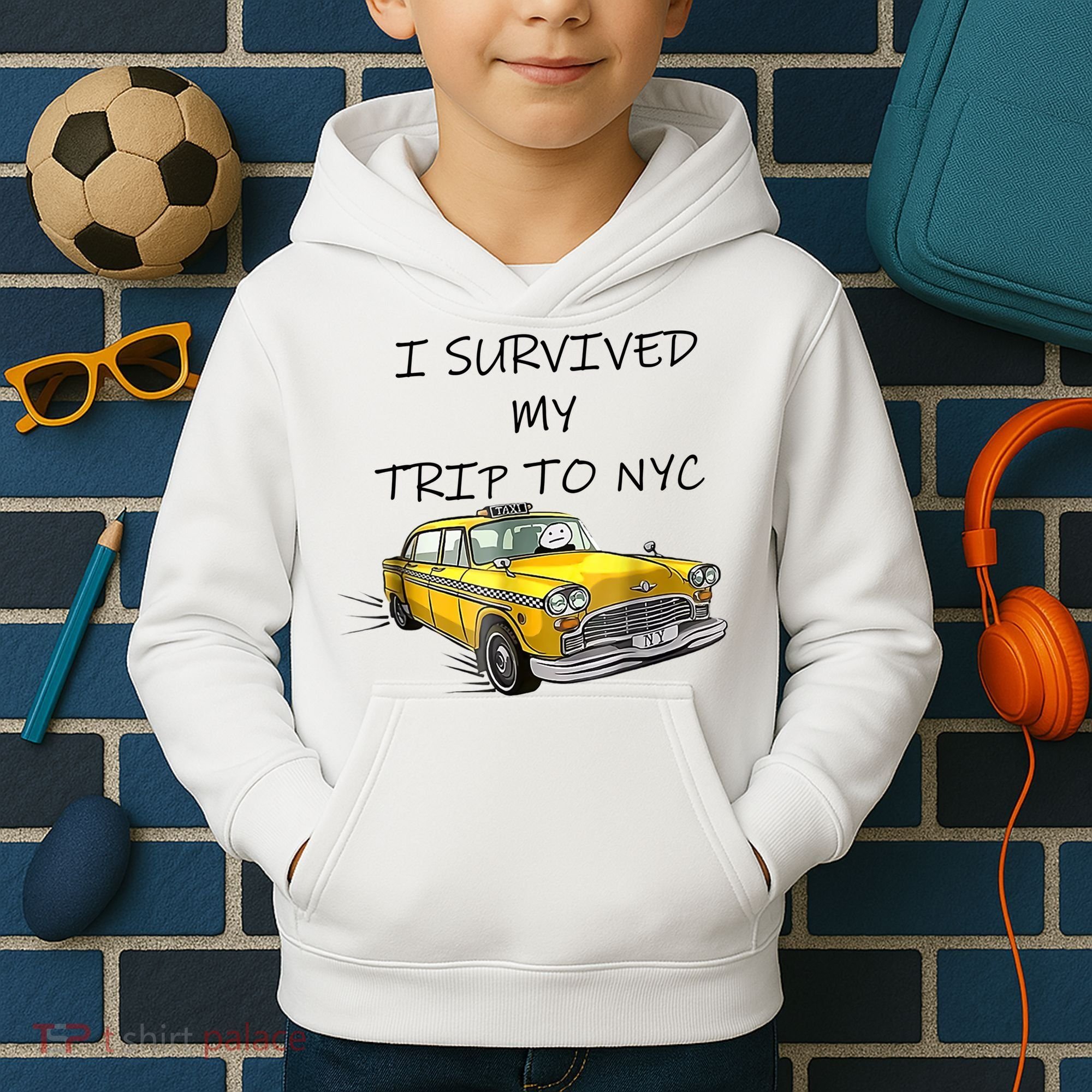 I Survived My Trip To New York City Funny Meme Kids Hoodie