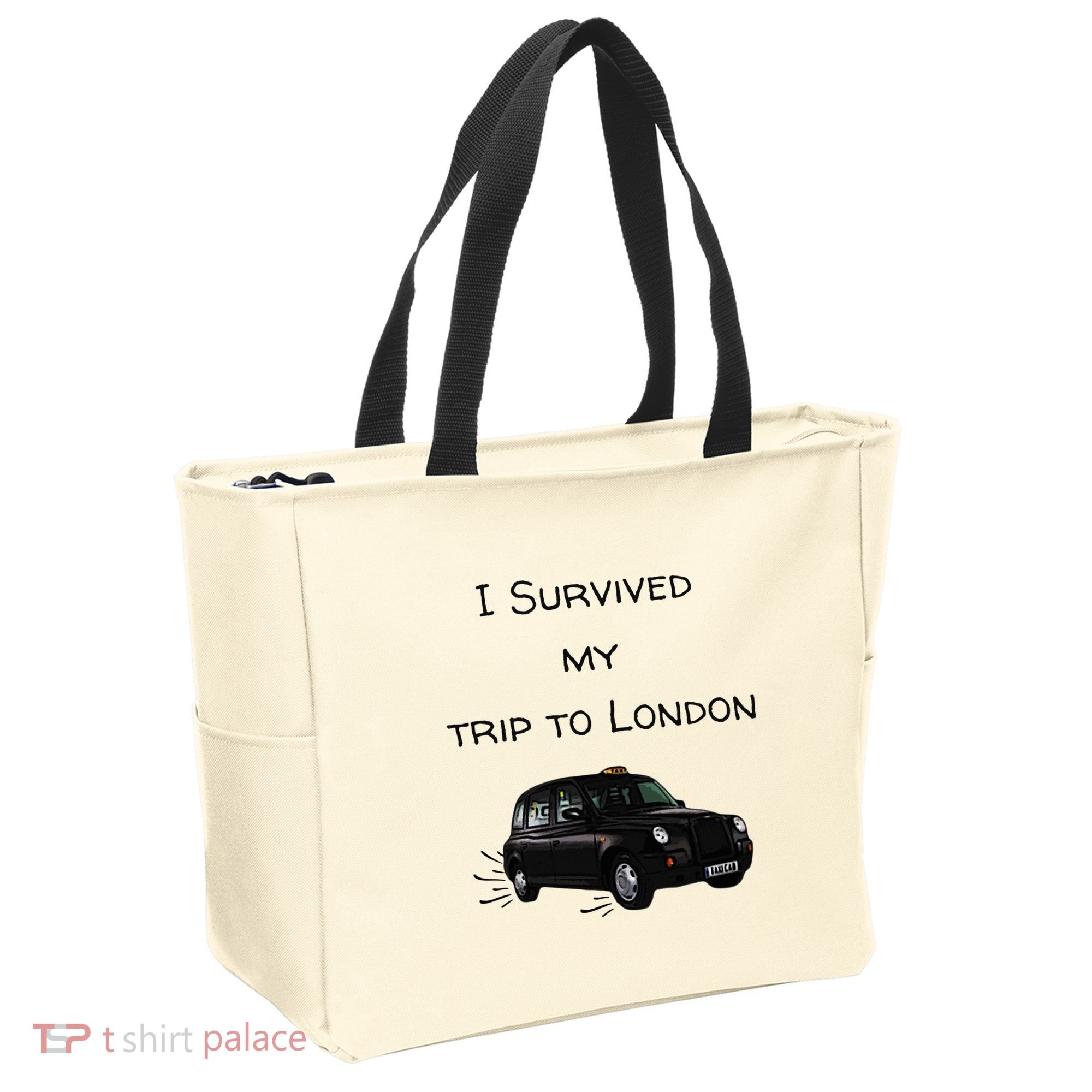 I Survived My Trip To London I Love Ldn London Black Cab Tote Bag