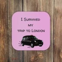 I Survived My Trip To London I Love Ldn London Black Cab Coaster thumb 0