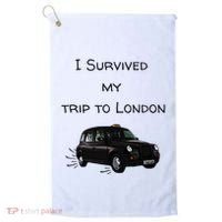 I Survived My Trip To London I Love Ldn London Black Cab Golf Towel thumb 0