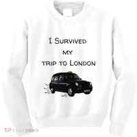 I Survived My Trip To London I Love Ldn London Black Cab Kids Sweatshirt thumb 0