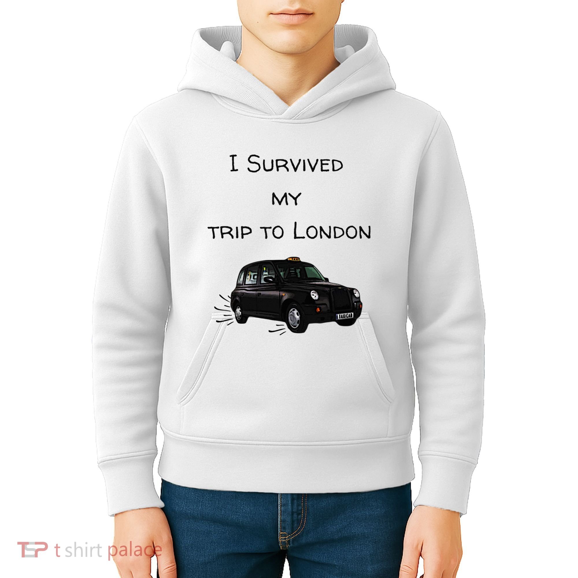I Survived My Trip To London I Love Ldn London Black Cab Kids Hoodie