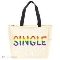 Im Single Now Is Your Chance Pride Month Lesbian Tote Bag thumb 0