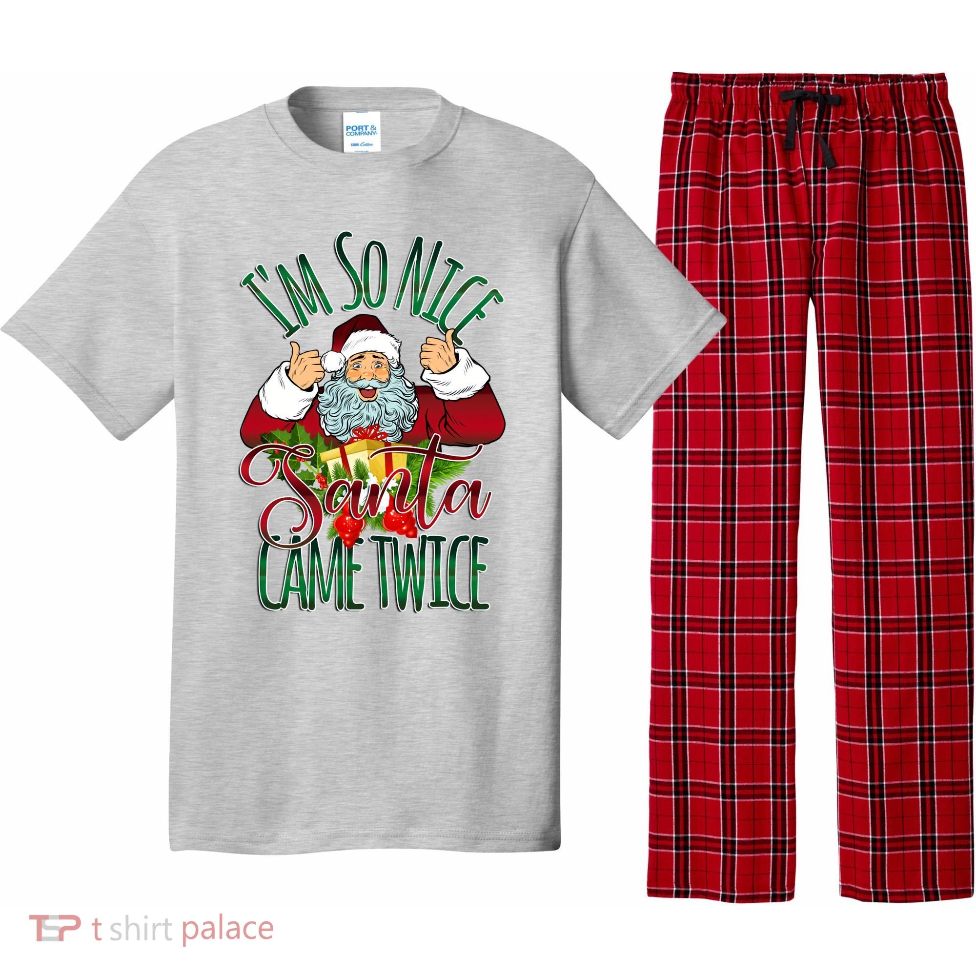 IM So Nice Santa Came Twice Ugly Christmas Pajama Set