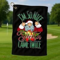 IM So Nice Santa Came Twice Ugly Christmas Golf Towel thumb 1