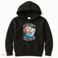 IM Sick Of My Test Result Funny Skeleton Saying Meme Kids Hoodie thumb 0