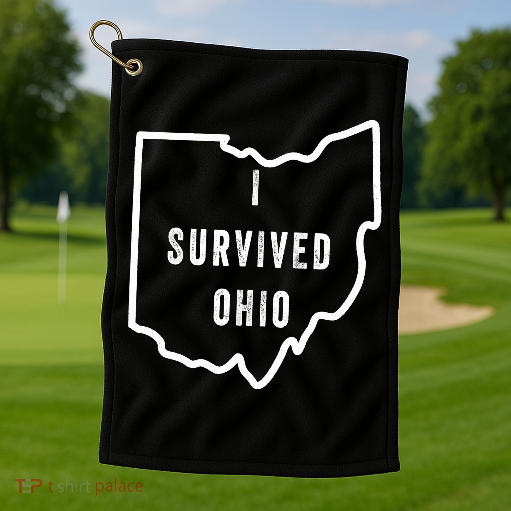 I Survived Ohio Meme Retro Shirt Funny I Survived Ohio Golf Towel