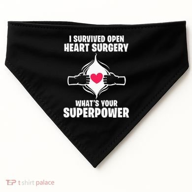 I Survived Open Heart Surgery Bypass Operation Recovery USA-Made Doggie Bandana