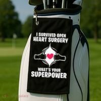 I Survived Open Heart Surgery Bypass Operation Recovery Golf Towel thumb 2