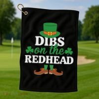 Irish St Patricks Day Shamrock Dibs On The Redhead Golf Towel thumb 1