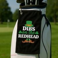 Irish St Patricks Day Shamrock Dibs On The Redhead Golf Towel thumb 2