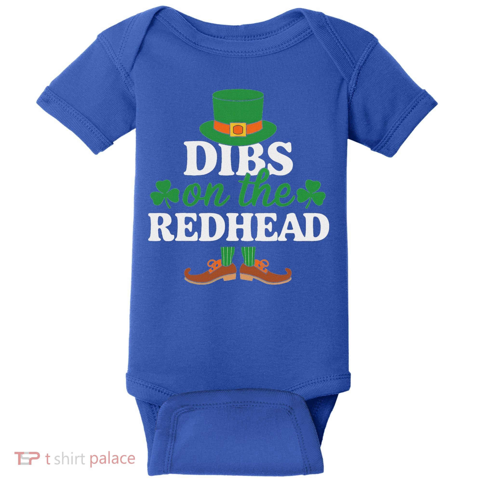 Irish St Patricks Day Shamrock Dibs On The Redhead Baby Bodysuit
