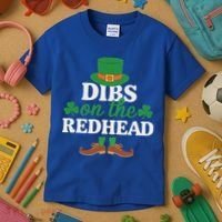 Irish St Patricks Day Shamrock Dibs On The Redhead Kids T-Shirt thumb 3