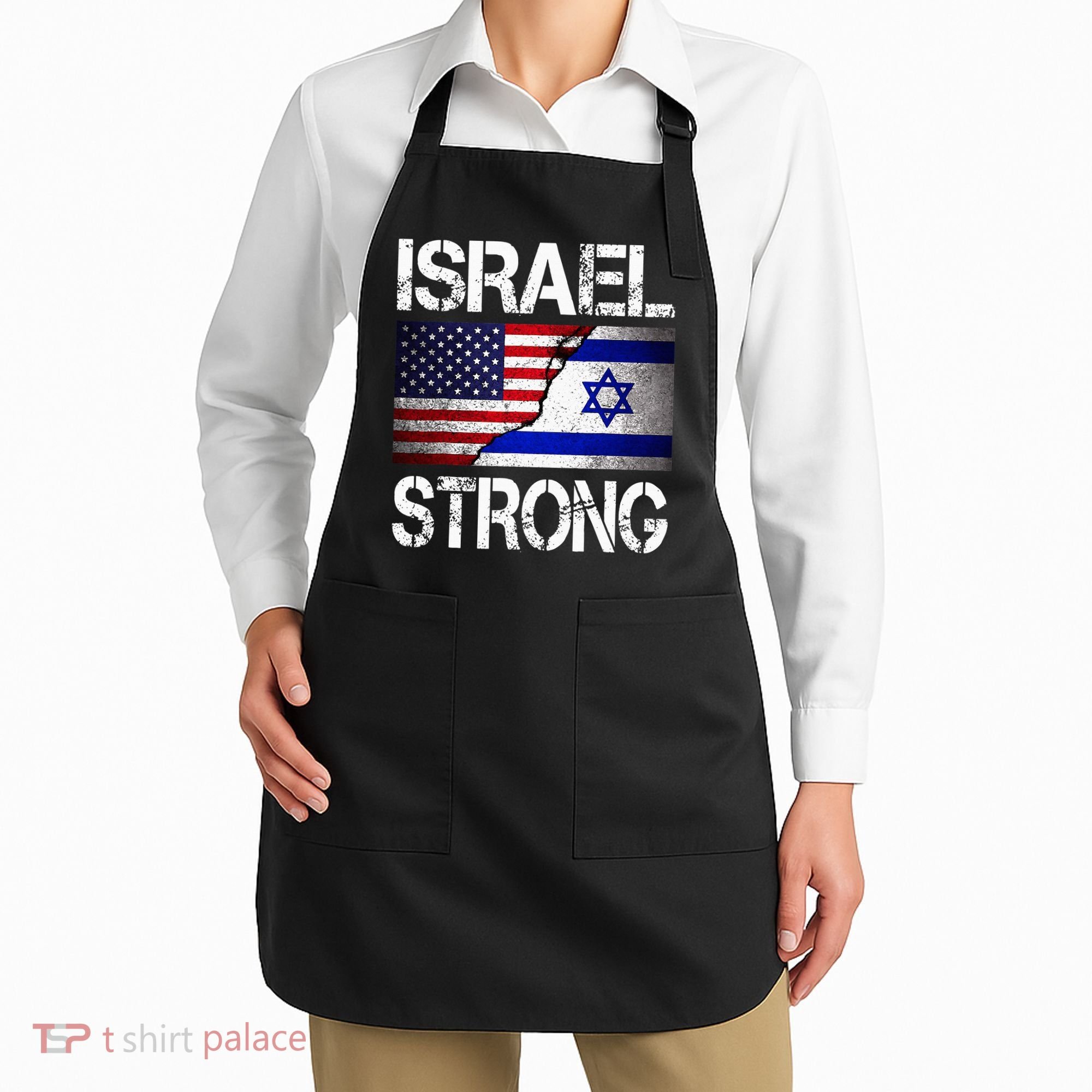 Israel Strong Pray For Israel US Israel Flag Apron