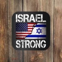 Israel Strong Pray For Israel US Israel Flag Coaster thumb 0
