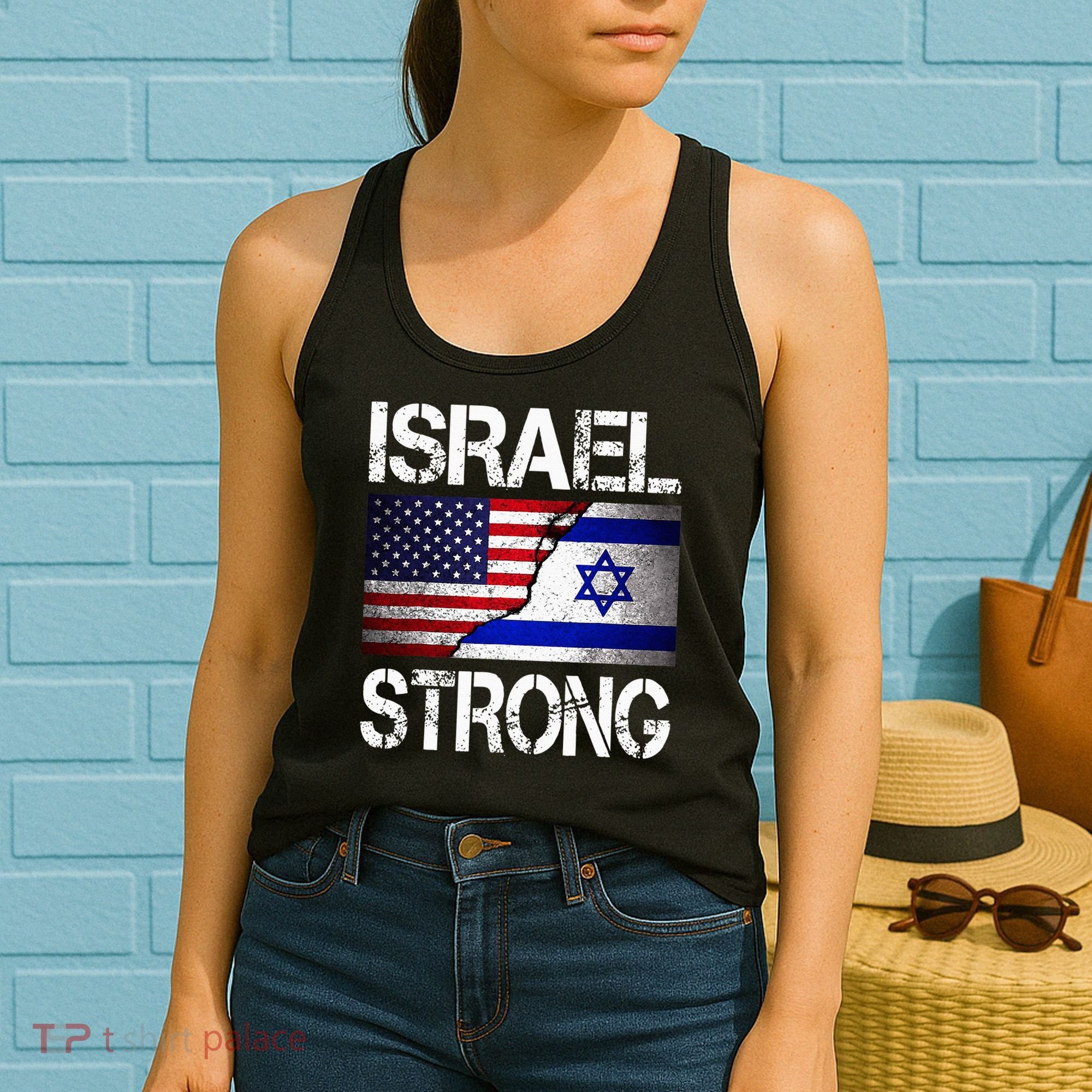 Israel Strong Pray For Israel US Israel Flag Women's Tank Top