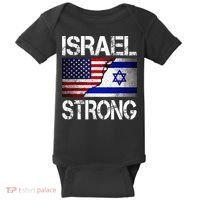 Israel Strong Pray For Israel US Israel Flag Baby Bodysuit thumb 0