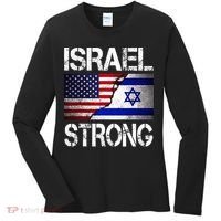 Israel Strong Pray For Israel US Israel Flag Women's Long Sleeve Shirt thumb 0