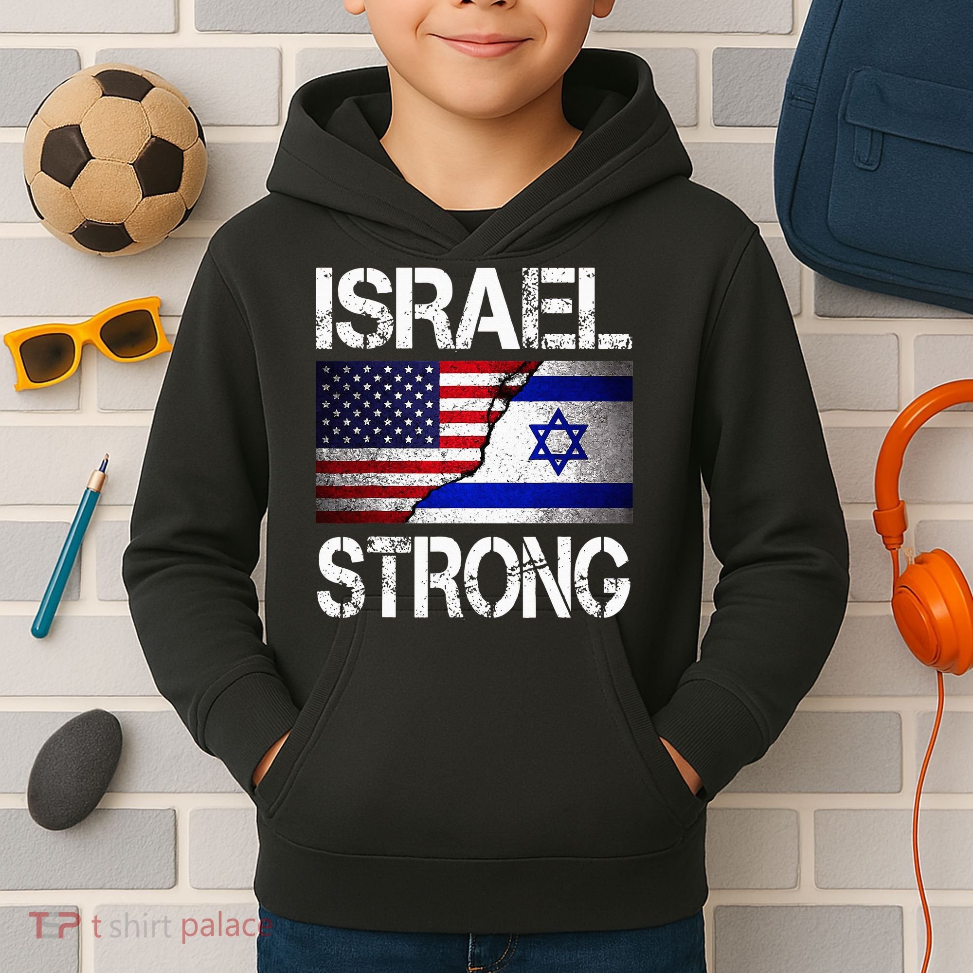 Israel Strong Pray For Israel US Israel Flag Kids Hoodie