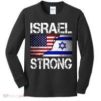 Israel Strong Pray For Israel US Israel Flag Kids Long Sleeve Shirt thumb 0