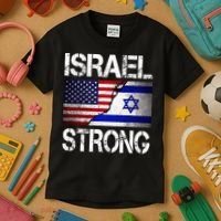 Israel Strong Pray For Israel US Israel Flag Kids T-Shirt thumb 3