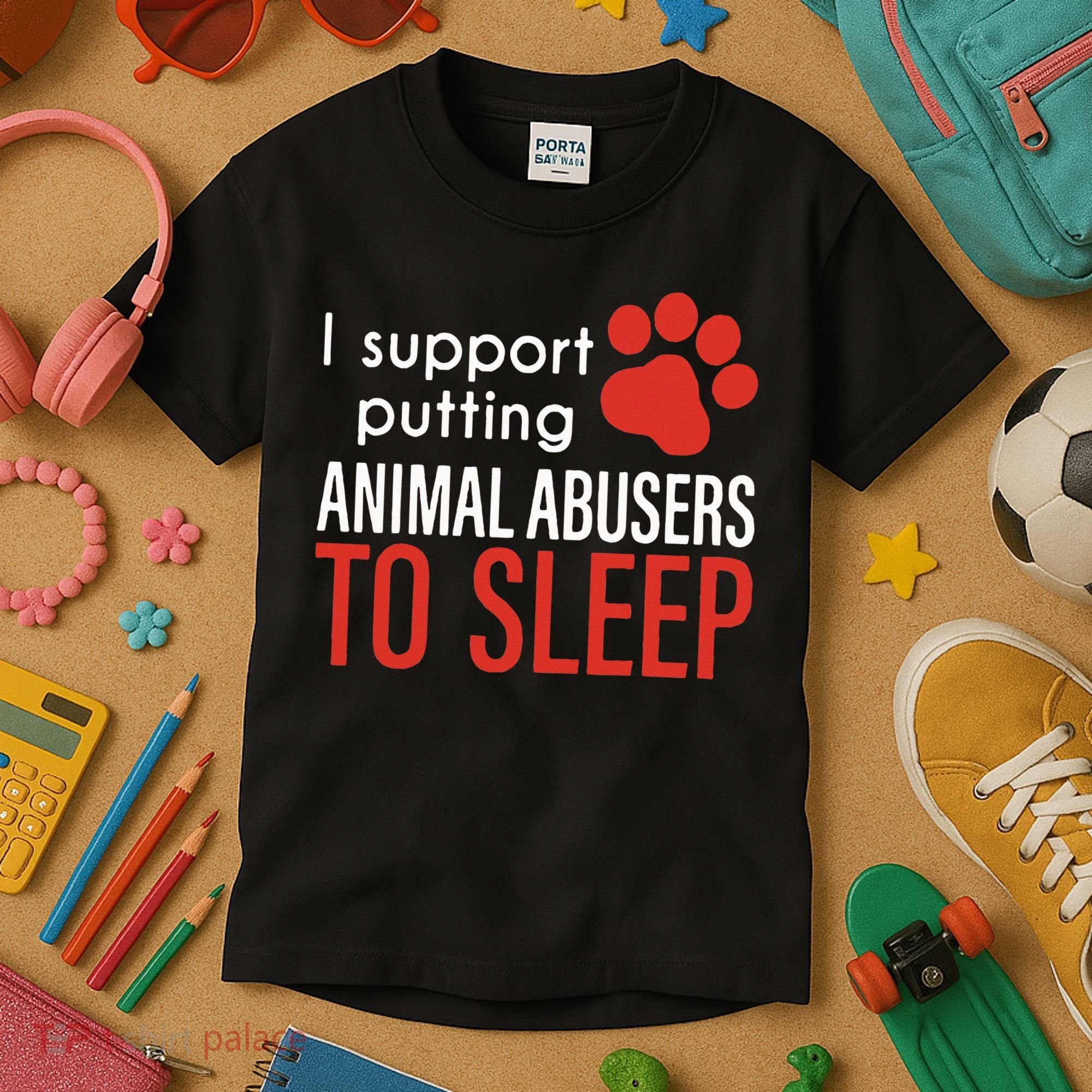 I Support Putting Animal Abusers To Sleep Kids T-Shirt