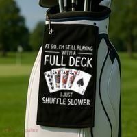 I'M Still Playing With A Full Deck 90th Birthday Golf Towel thumb 2