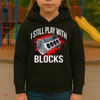 I Still Play With Blocks Funny Mechanic Kids Hoodie thumb 3