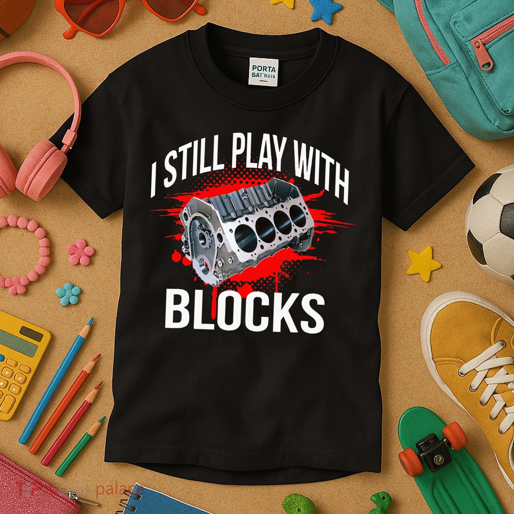 I Still Play With Blocks Funny Mechanic Kids T-Shirt