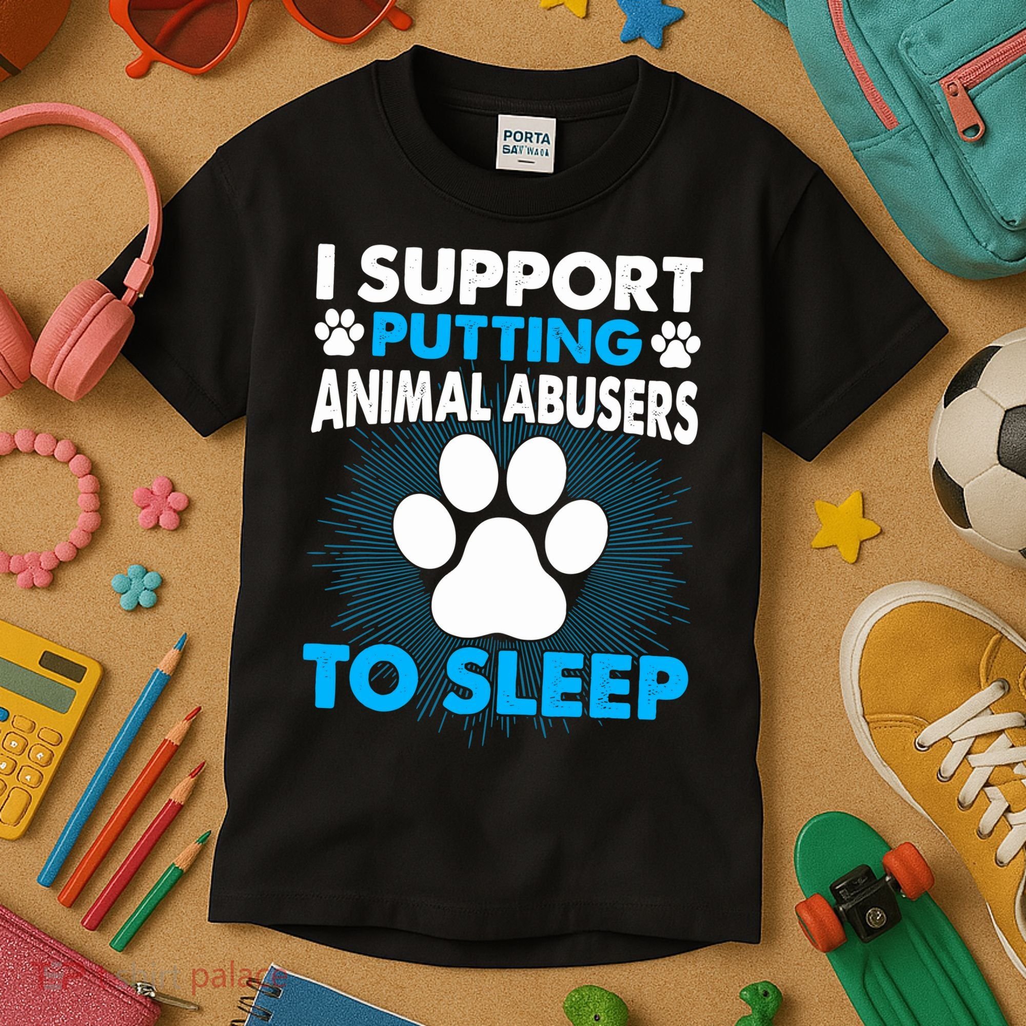 I Support Putting Animal Abusers To Sleep Kids T-Shirt