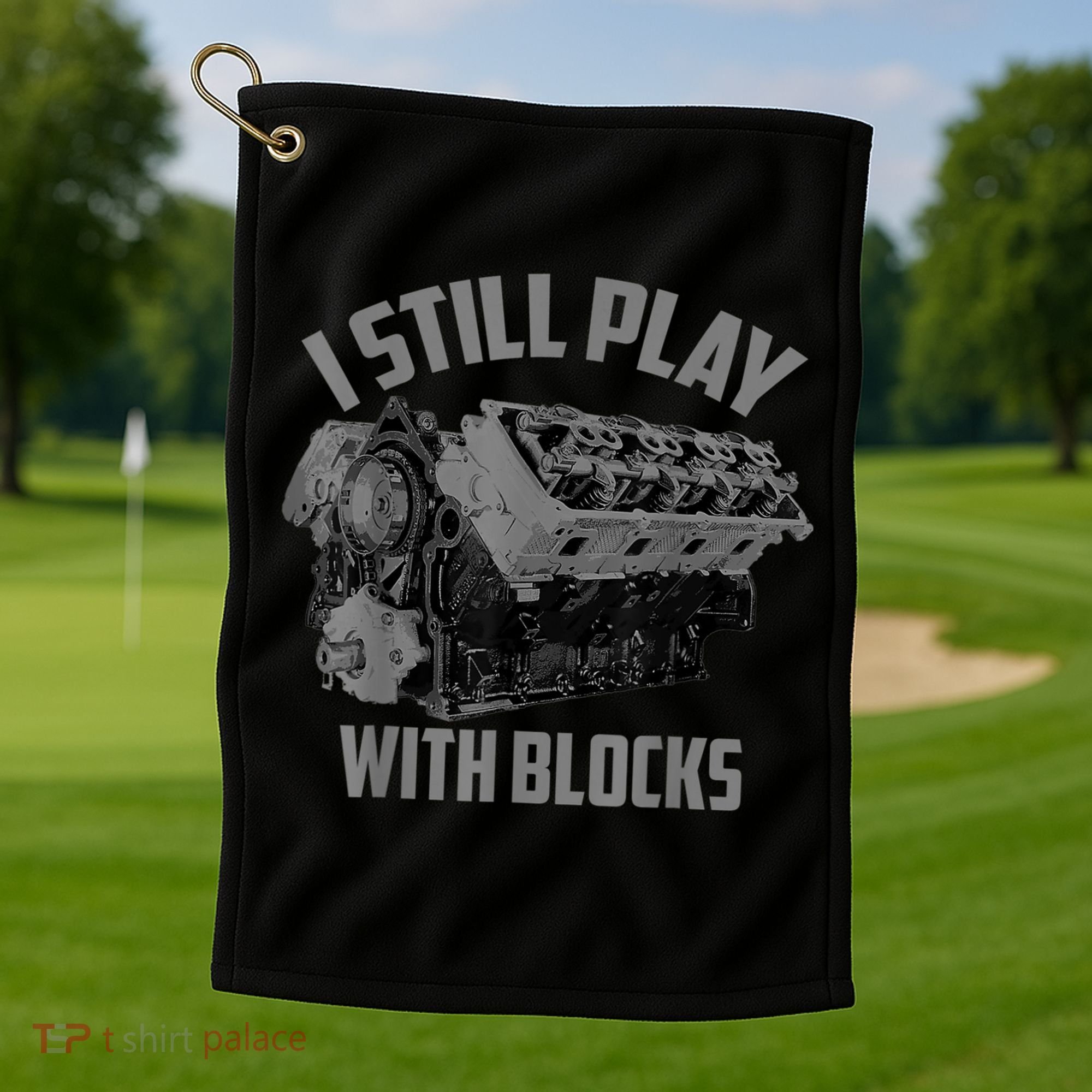 I Still Play With Blocks Racing Maintenance Man Gift Golf Towel