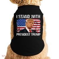 I Stand President Trump American Flag Trump 2024 Doggie Tank thumb 0
