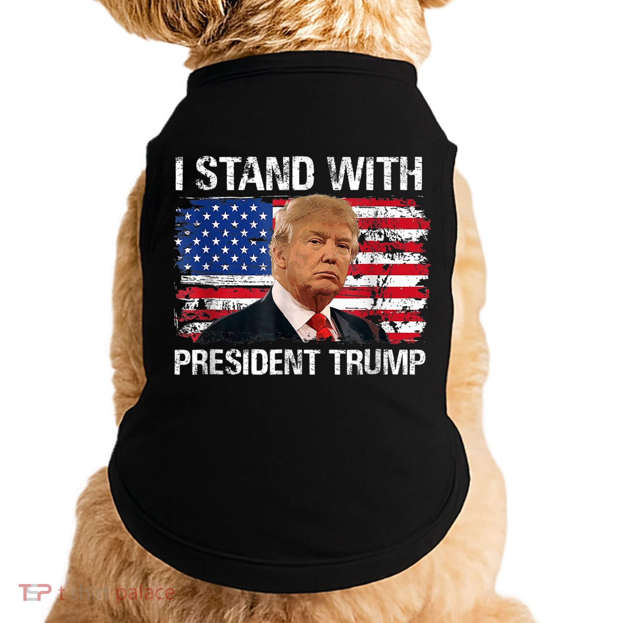 I Stand President Trump American Flag Trump 2024 Doggie Tank