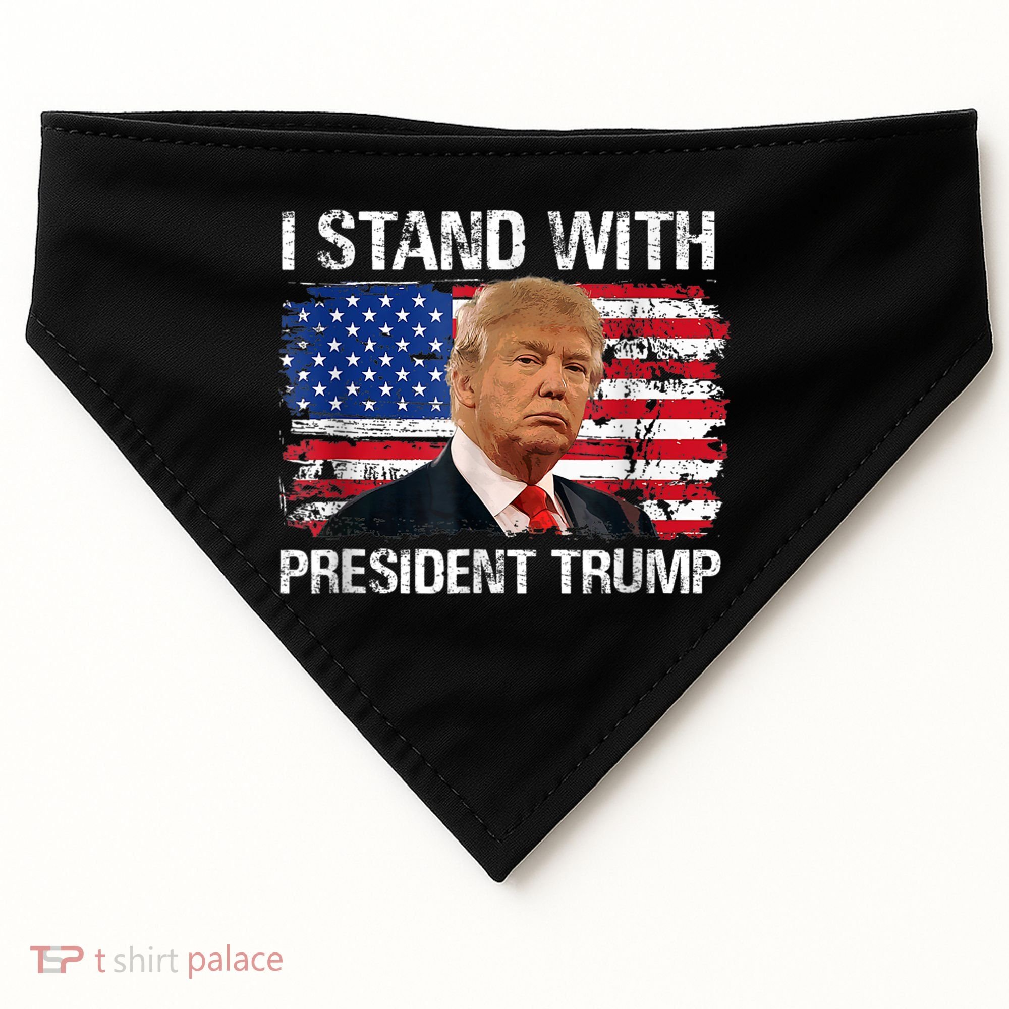 I Stand President Trump American Flag Trump 2024 USA-Made Doggie Bandana