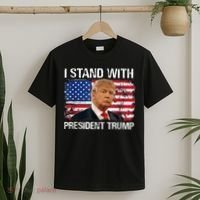 I Stand President Trump American Flag Trump 2024 T-Shirt thumb 2