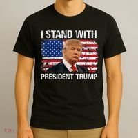 I Stand President Trump American Flag Trump 2024 T-Shirt thumb 3