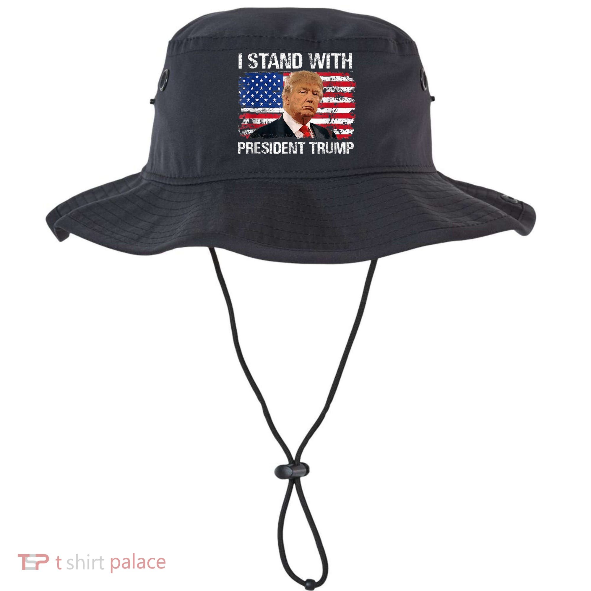 I Stand President Trump American Flag Trump 2024 Bucket Hat