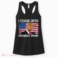 I Stand President Trump American Flag Trump 2024 Women's Tank Top thumb 0