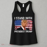 I Stand President Trump American Flag Trump 2024 Women's Tank Top thumb 3