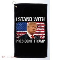 I Stand President Trump American Flag Trump 2024 Golf Towel thumb 0