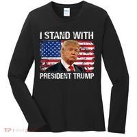 I Stand President Trump American Flag Trump 2024 Women's Long Sleeve Shirt thumb 0