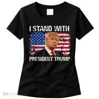 I Stand President Trump American Flag Trump 2024 Women's T-Shirt thumb 0